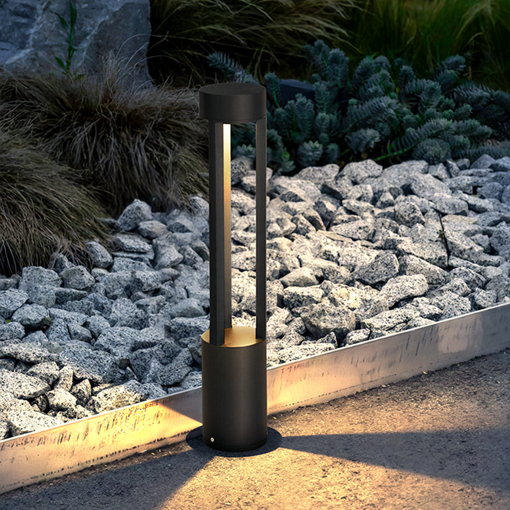 Pena Modern Cylindrical Hollow Outdoor Path Light, Black