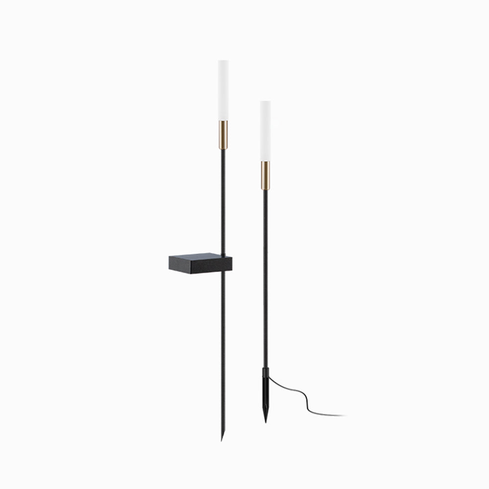 Pena Modern Metal Reed Solar Outdoor Black Post Light