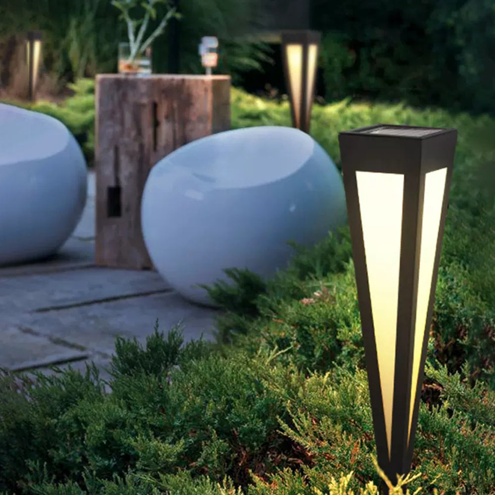 Cole Modern Trigonal Linear Solar Outdoor Path Light, Black