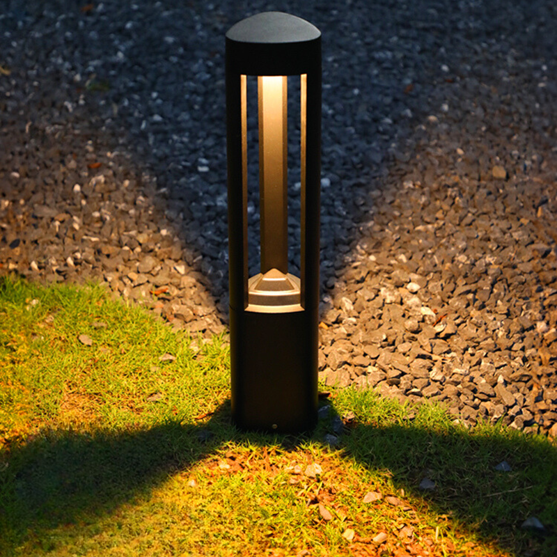 Pena Contemporary Metal Triangular Hollow Outdoor Path Light, Black