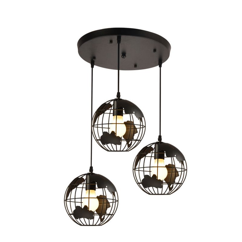 Alessio Cluster Globe Pendant Light, Black & White