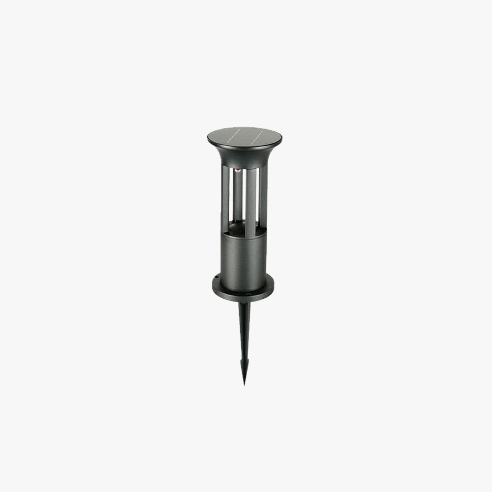 Pena Modern Metal Cylindrical Solar Outdoor Bollard Light, Black