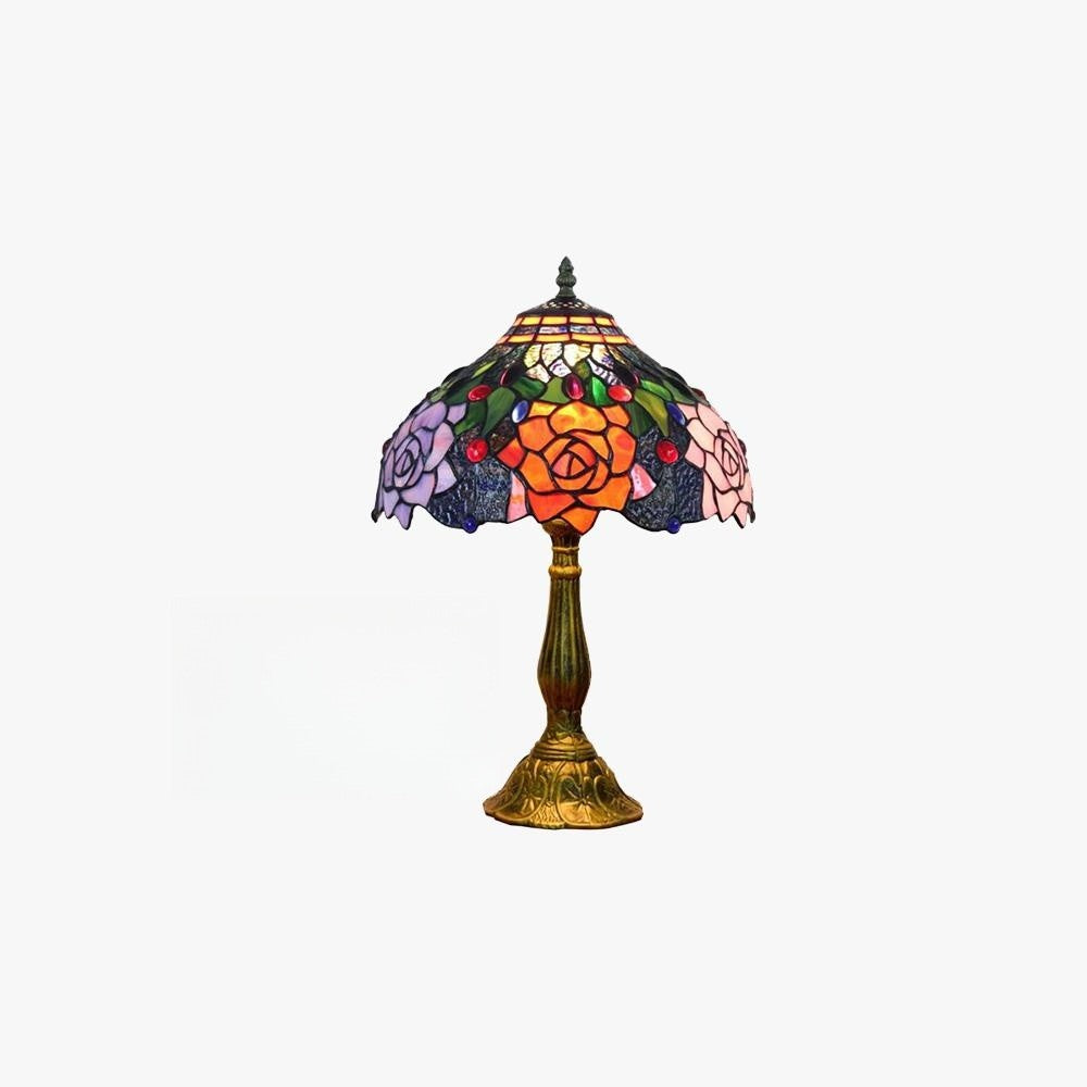 Alessio Mid Century Dome Shade Glass Table Lamp, Multicolor