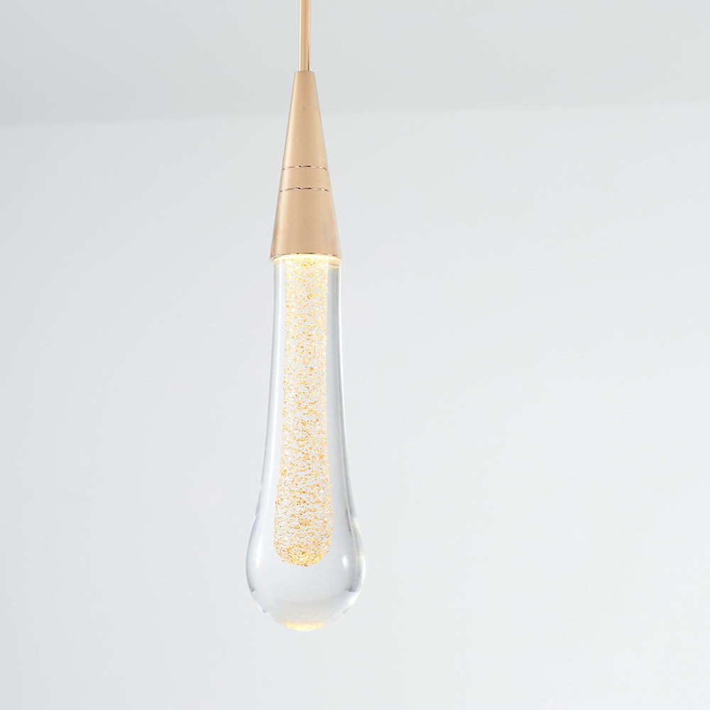 Hailie Teardrop Gold Pendant Light, Crystal & Metal, 1/3/5 Heads