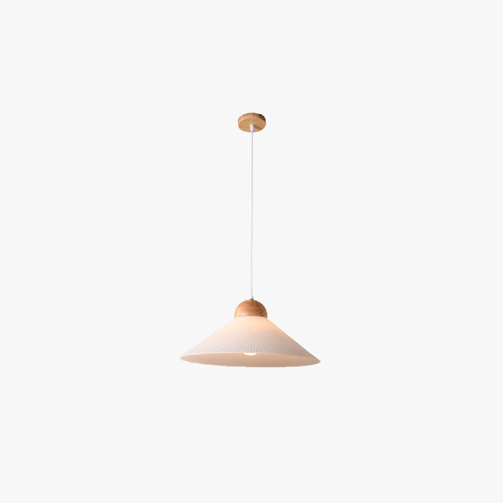 Ozawa Designer Pleated Brown Wood/Glass Pendant Light