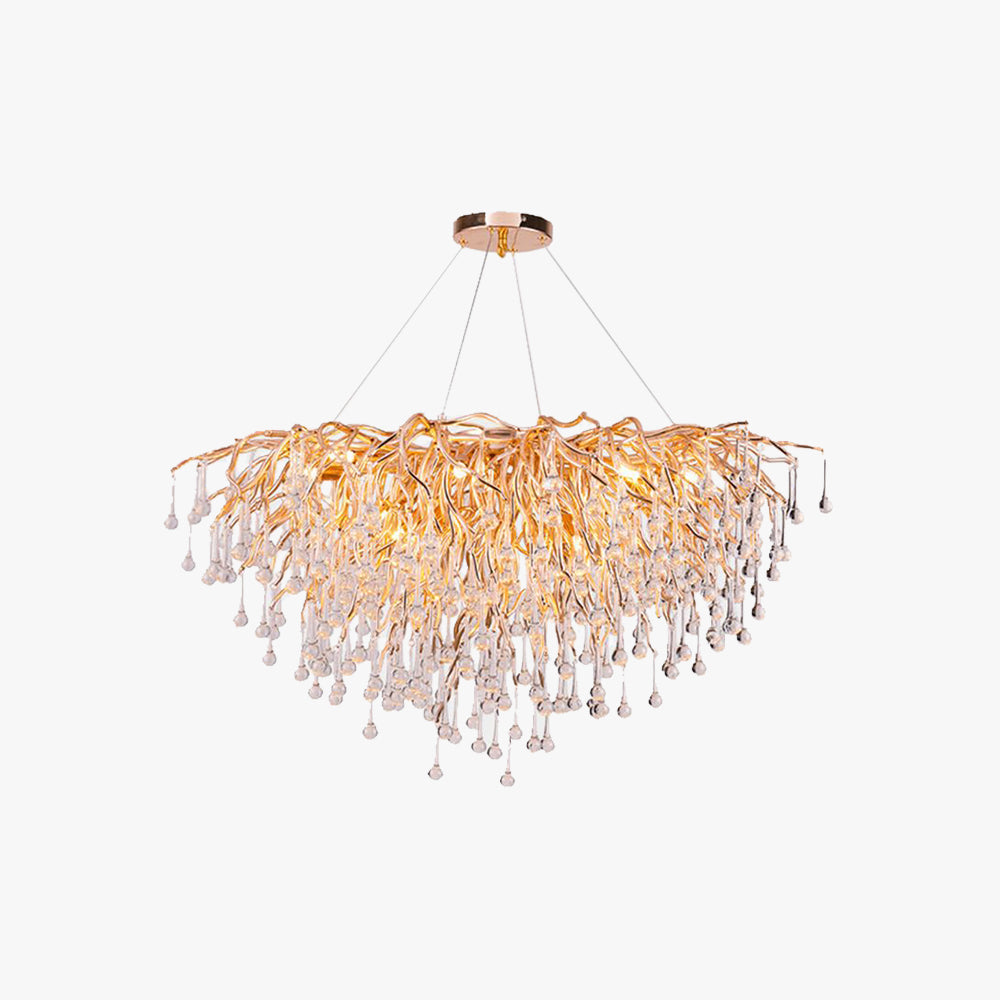 Colon Pendant Light Tassel Luxury, Metal/Crystal, Gold, Bedroom