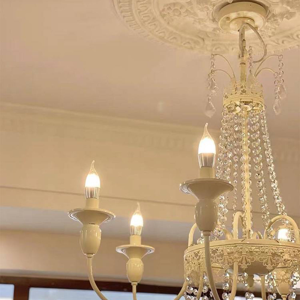 Silva Pendant Light Candle French, Crystal/Metal, White, Bedroom