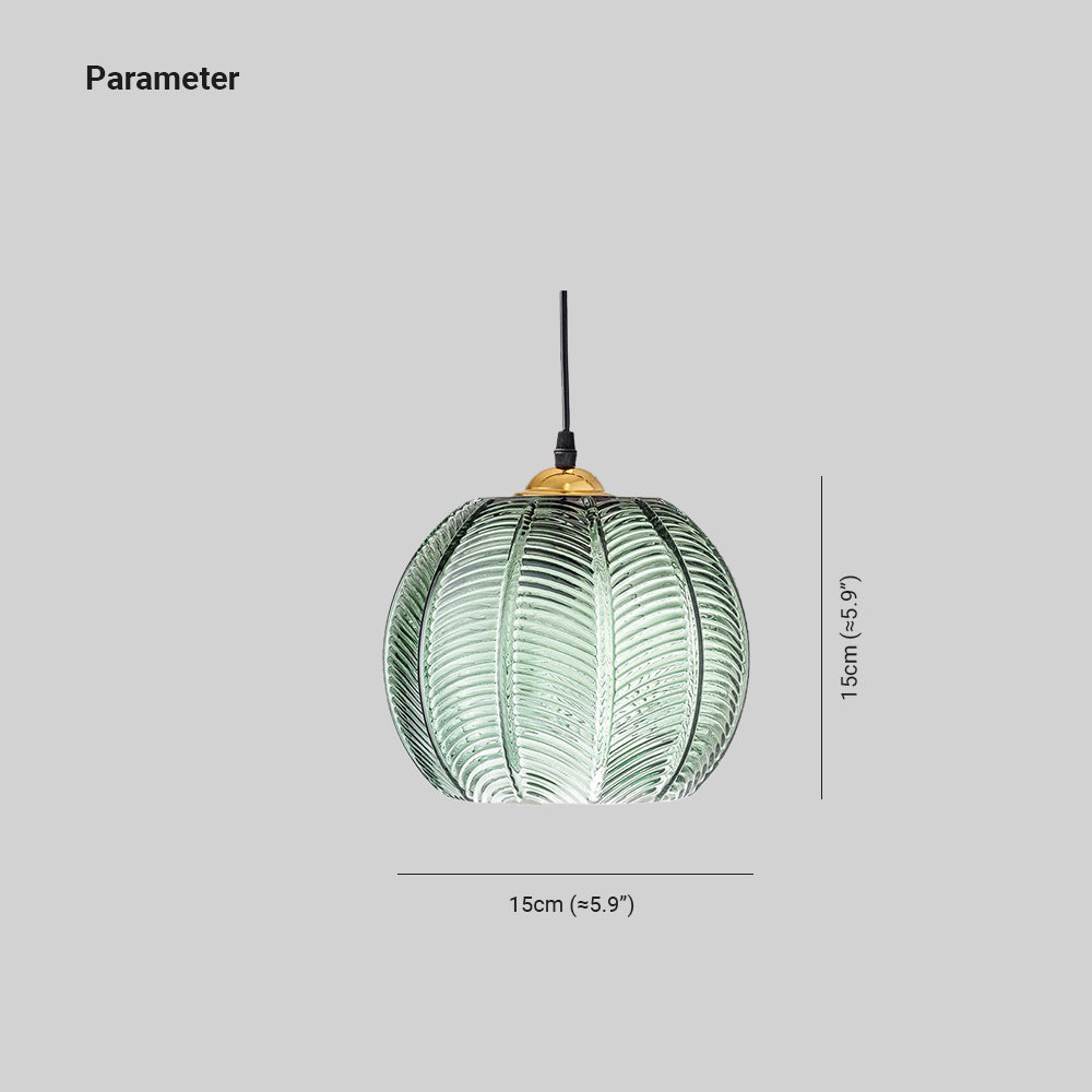 Hailie Green Nordic Artistic Ribbed Glass Pendant Light