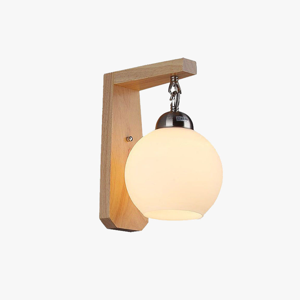 Ozawa Nordic Globe Glass/Wood Vanity Wall Light, Living Room