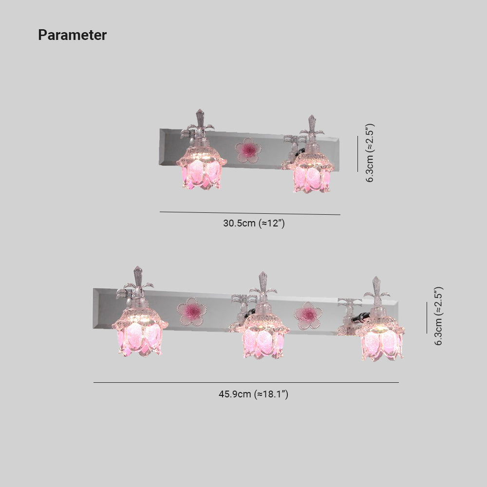 Félicie Modern Flower Vanity Wall Lamp, Pink, Bathroom