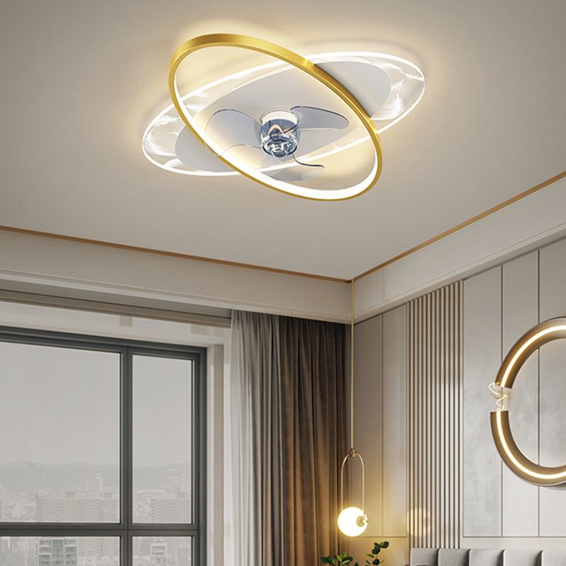 Edge Double-ring Ceiling Fan with Light, 2 Color, 21.5"