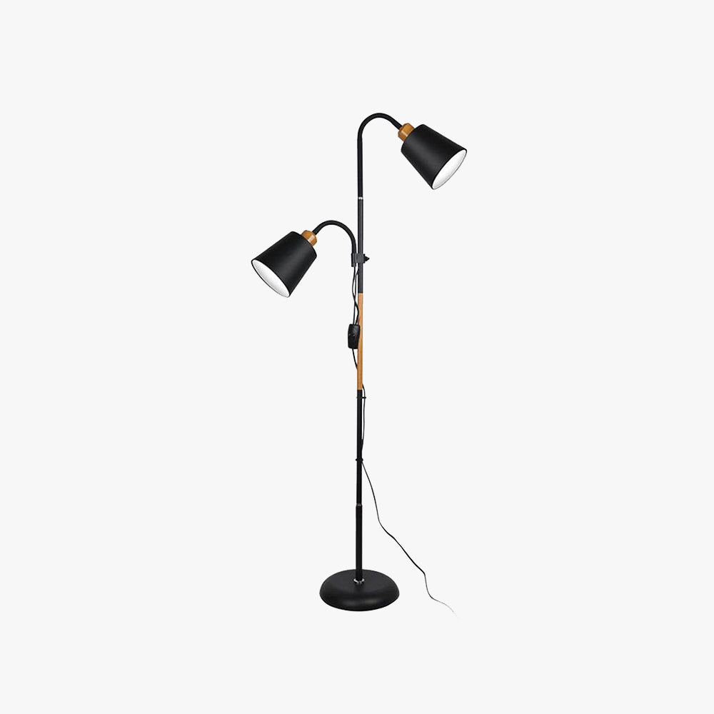 Eryn Floor Lamp Double Head Modern, Metal,Black/White, Bedroom