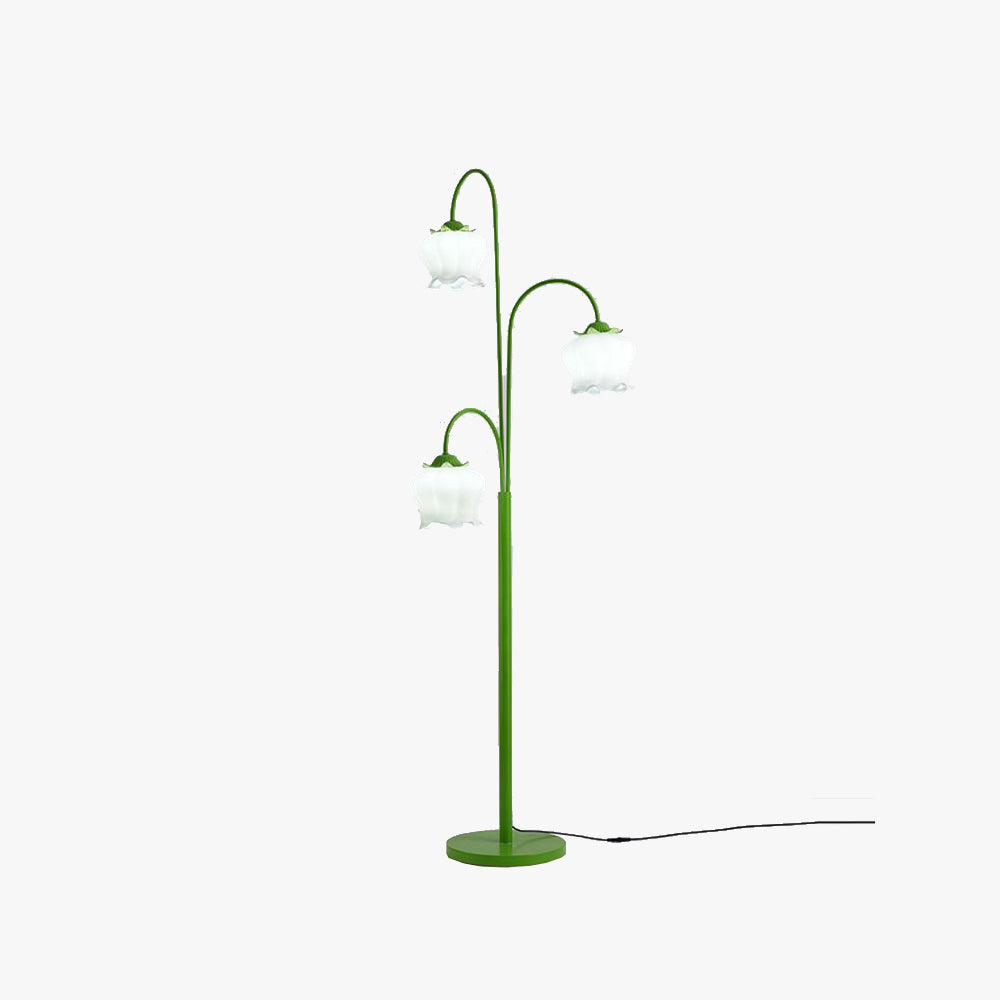 Lily Green Shade Flower Floor Lamp, Metal/Glass, Living Room/Bedroom