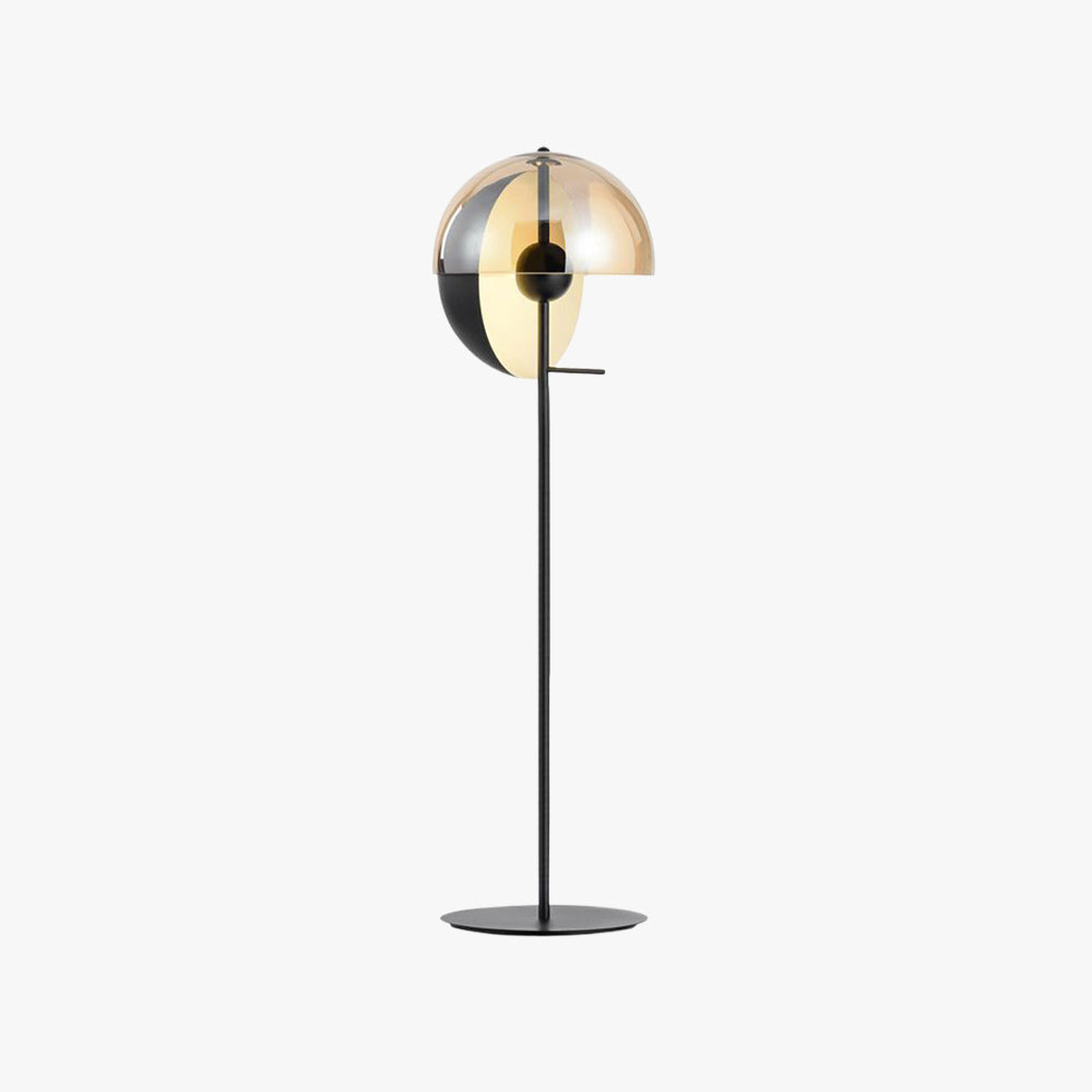 Salgado Modern Geometric Metal Glass Floor Lamp, Black/Amber