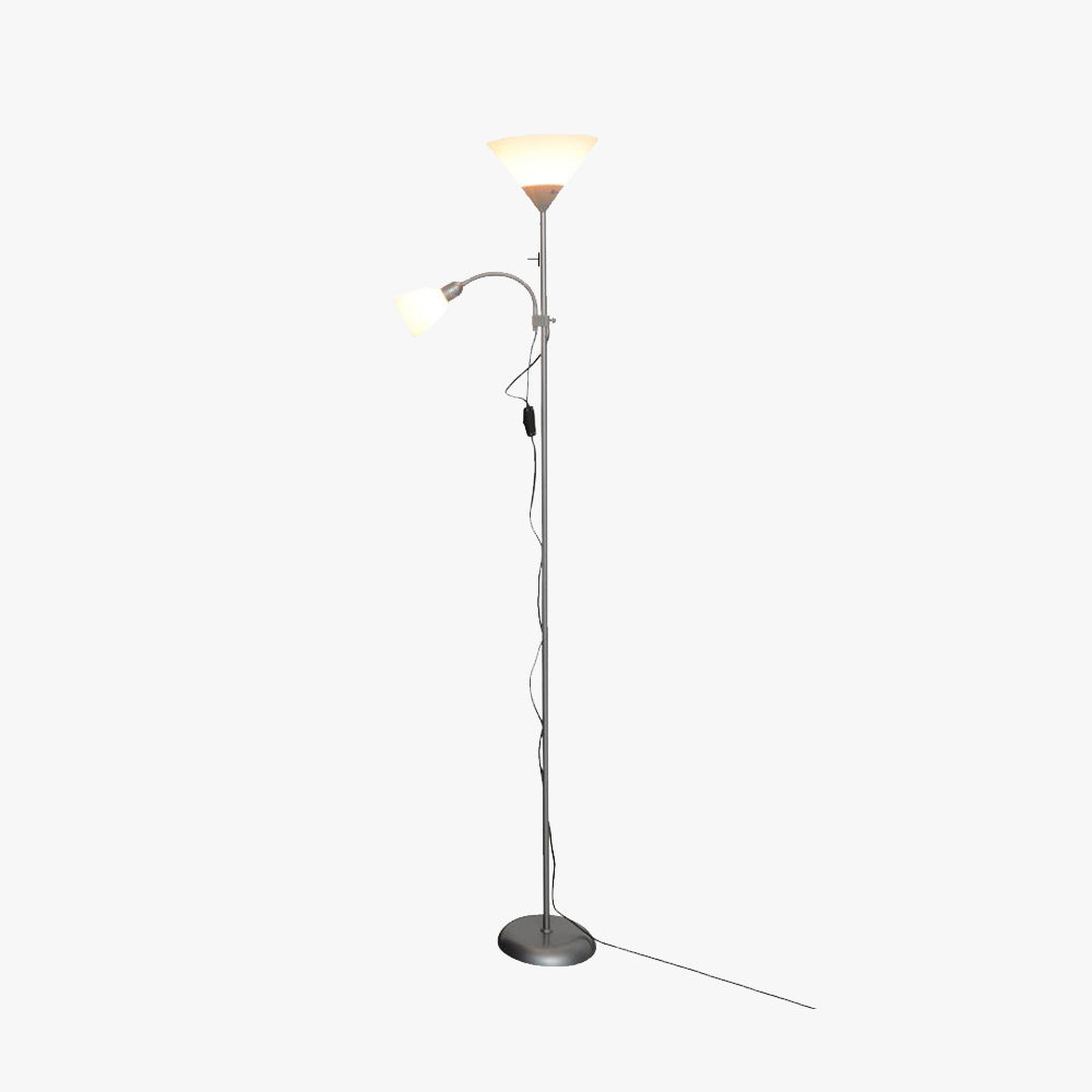 Eryn Modern Double Head Metal Acrylic Floor Lamp, Silver