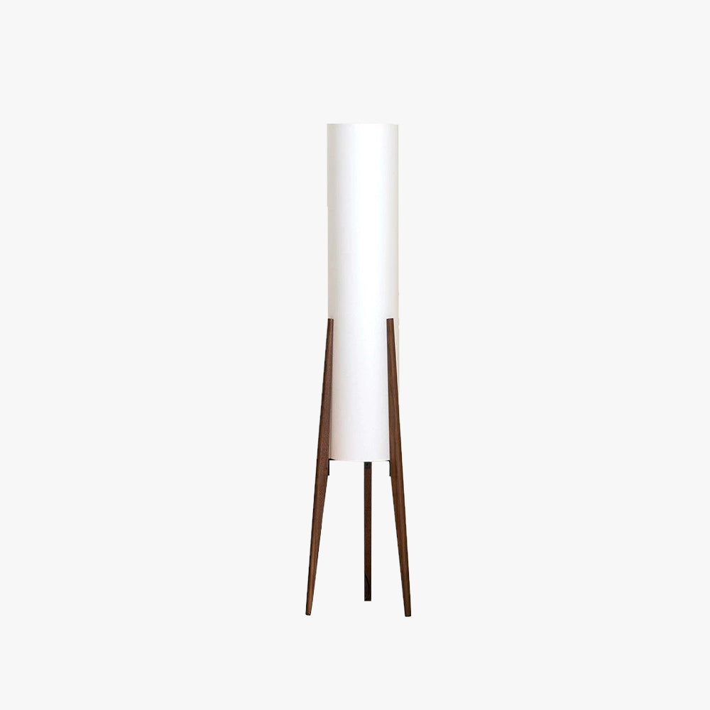 Ozawa Contemporary Cylinder Tripod Wood Glass Floor Lamp, Brown