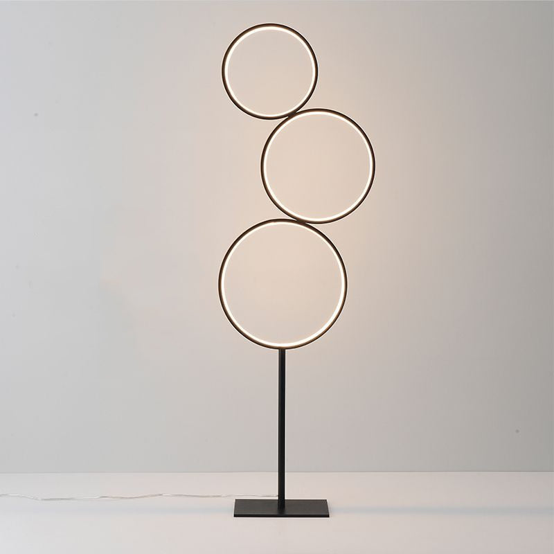 Arisha Nordic Modern Ring Floor Lamp, Black/White