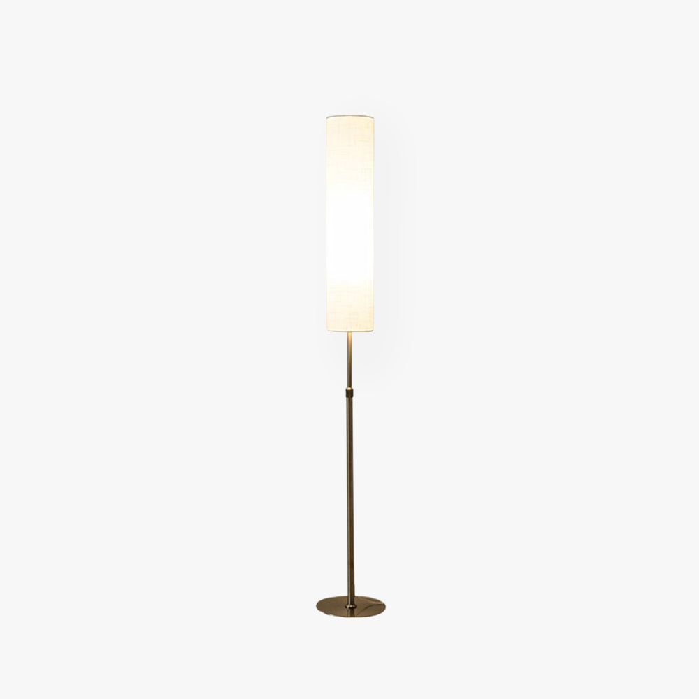 Eryn Minimalist Metal and Fabric Cylindrical White Floor Lamp