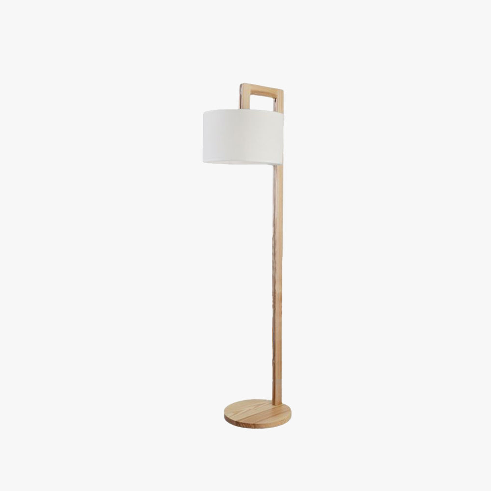 Ozawa Japanese Right Angle Arm Floor Lamp, Beige, Wood/Fabric