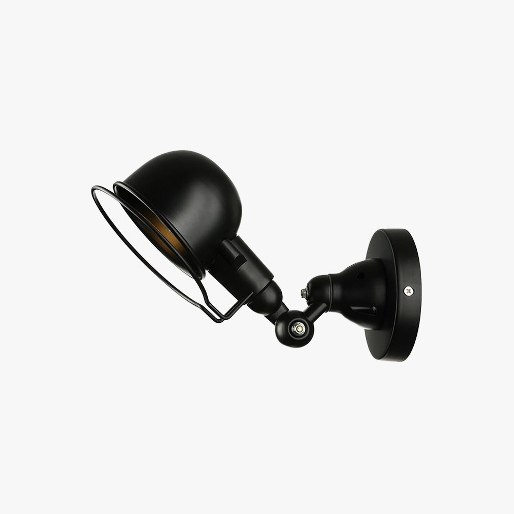 Alessio Wall Lamp Dome Retro, Adjustable Metal, Black, Living Room