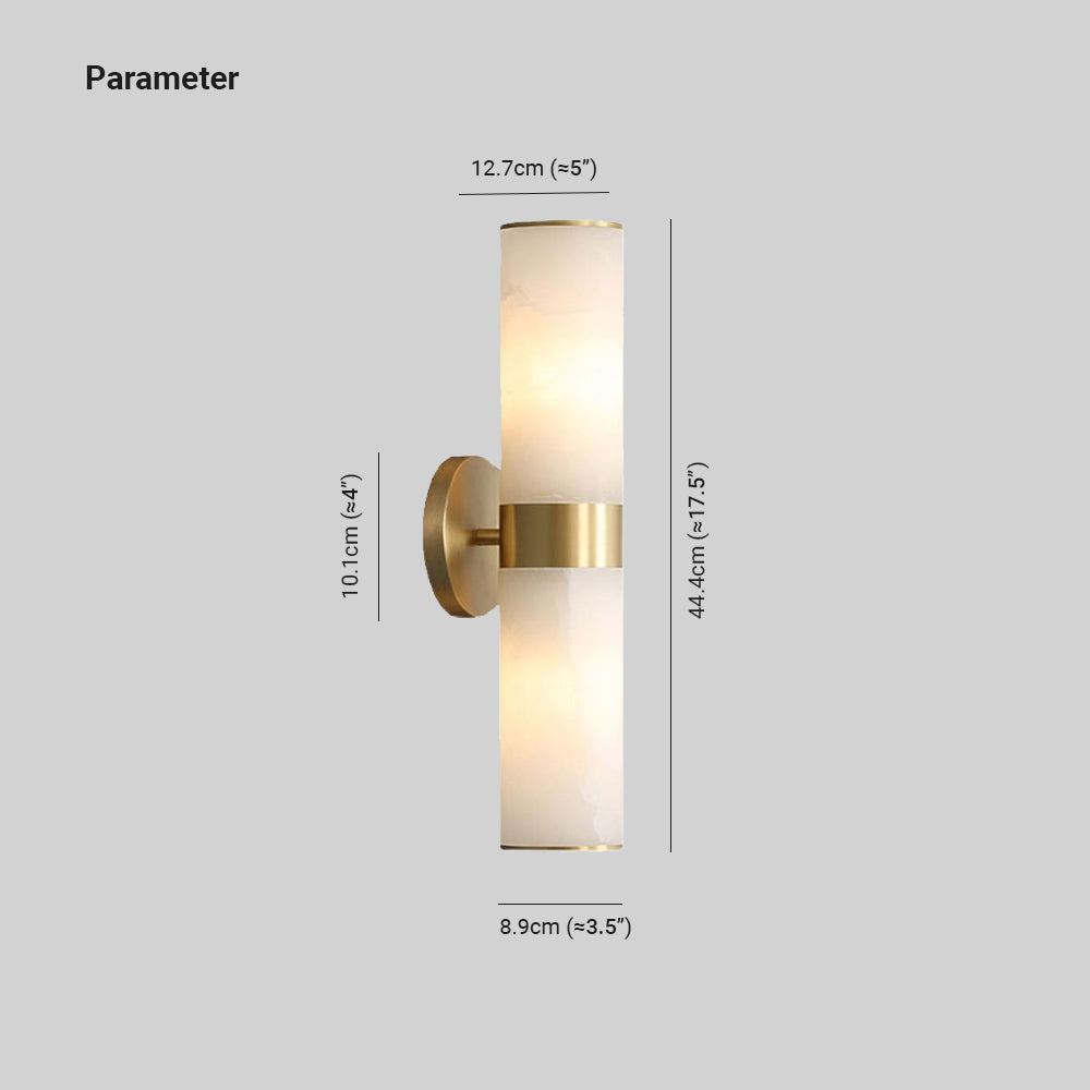 Chan Modern Double Headed Metal Stone Vanity Wall Lamp, Brass