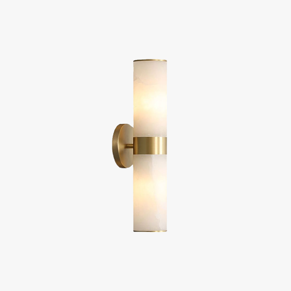 Chan Modern Double Headed Metal Stone Vanity Wall Lamp, Brass