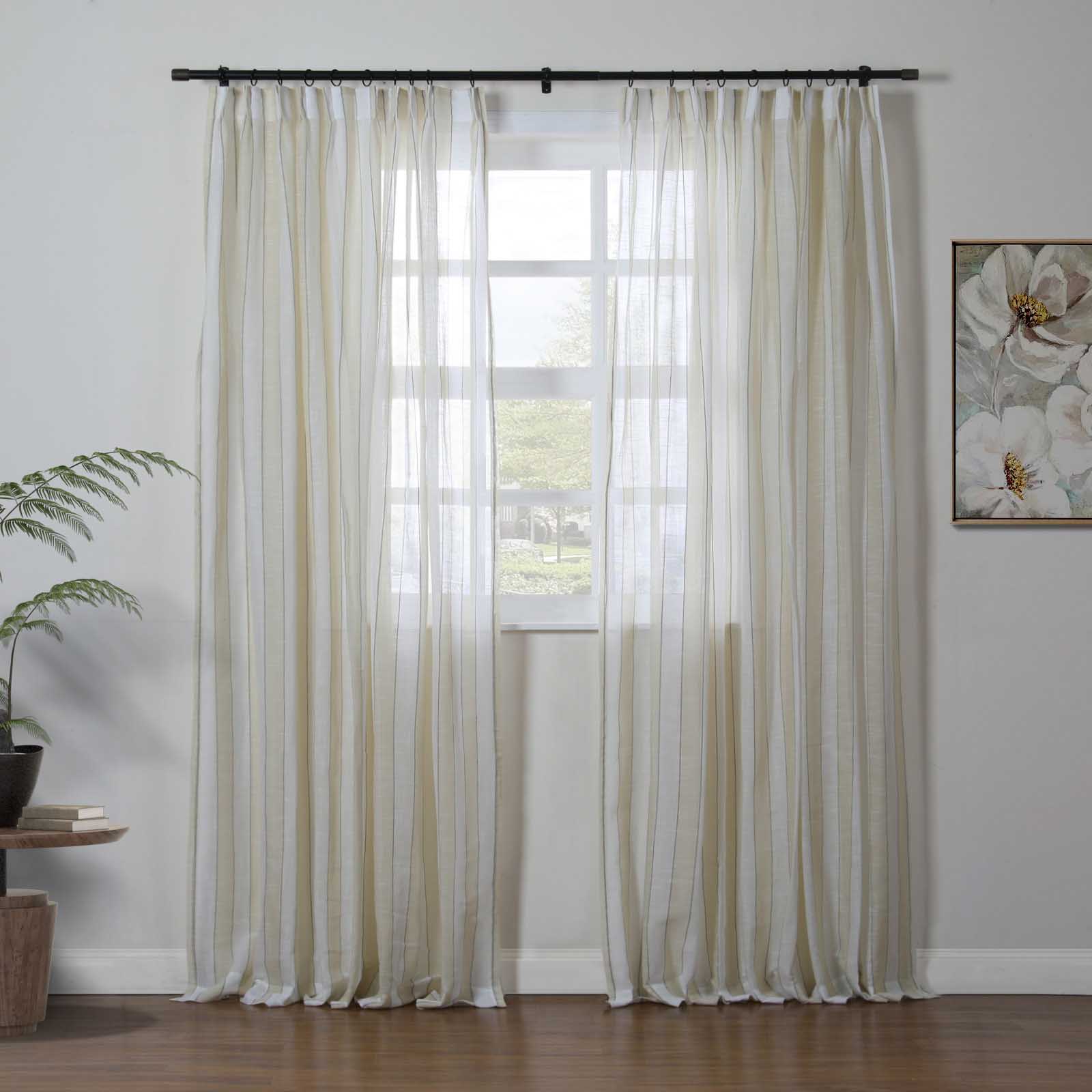 PureEase Woven Striped Sheer Curtain Pleated