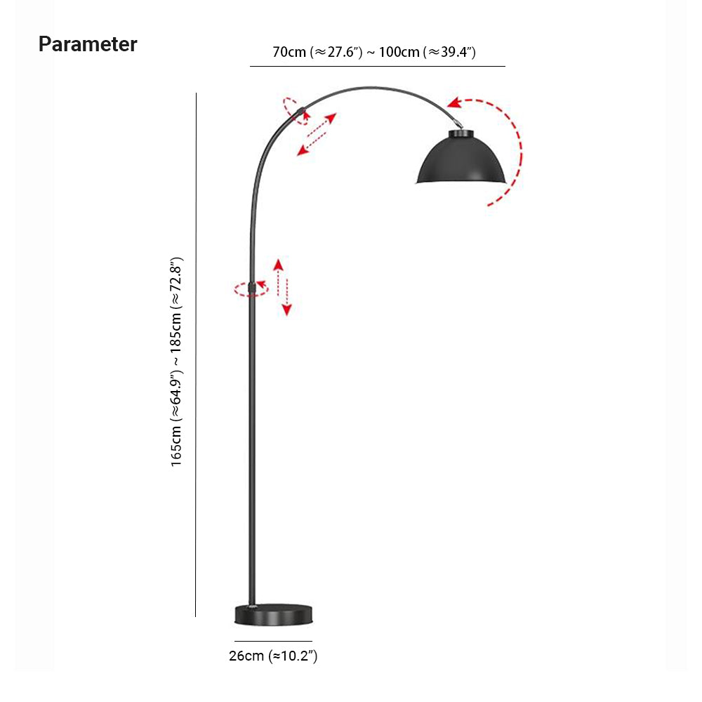 Morandi Modern Arc Metal Floor Lamp, Black/Red/Yellow