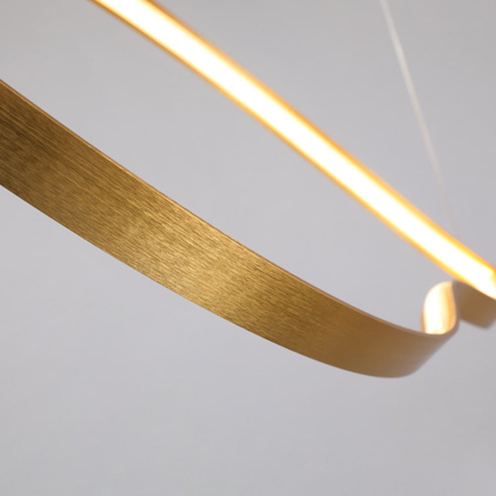 Edge LED Linear Minimalist Wave Golden Leaf Shaped Pendant Light