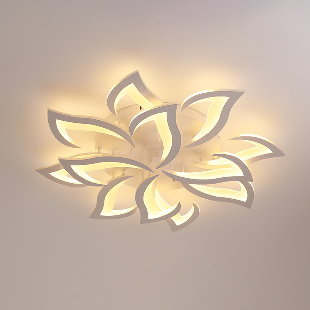 Hana Elegant Flower Flush Mount Ceiling Light, White/Black