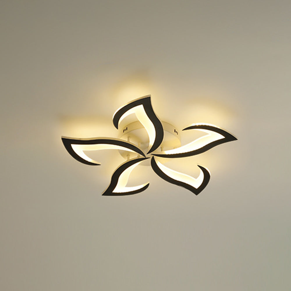 Hana Elegant Flower Flush Mount Ceiling Light, White/Black