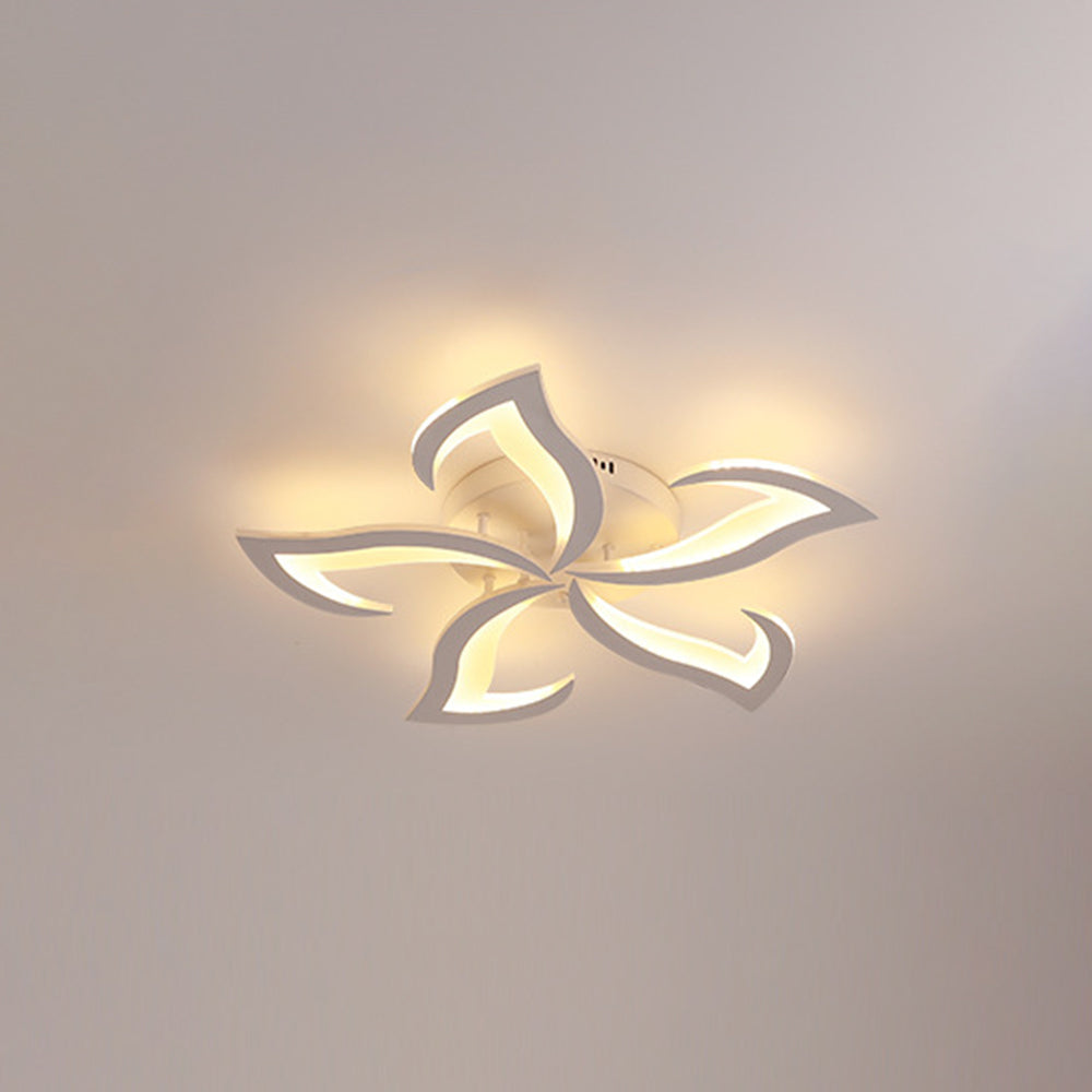 Hana Elegant Flower Flush Mount Ceiling Light, White/Black
