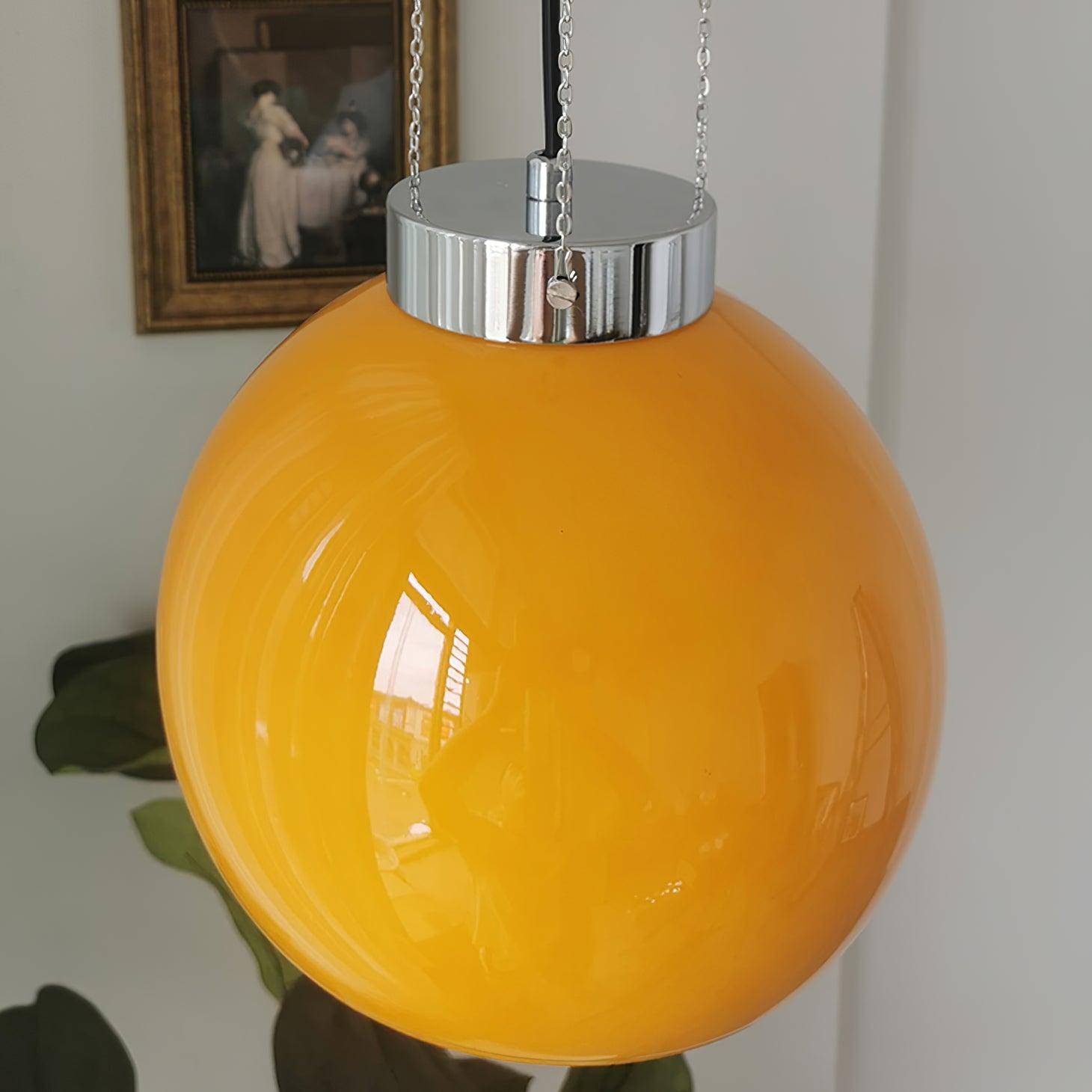 Hailie Yellow Ball Pendant Light, Metal & Glass, 9.8"