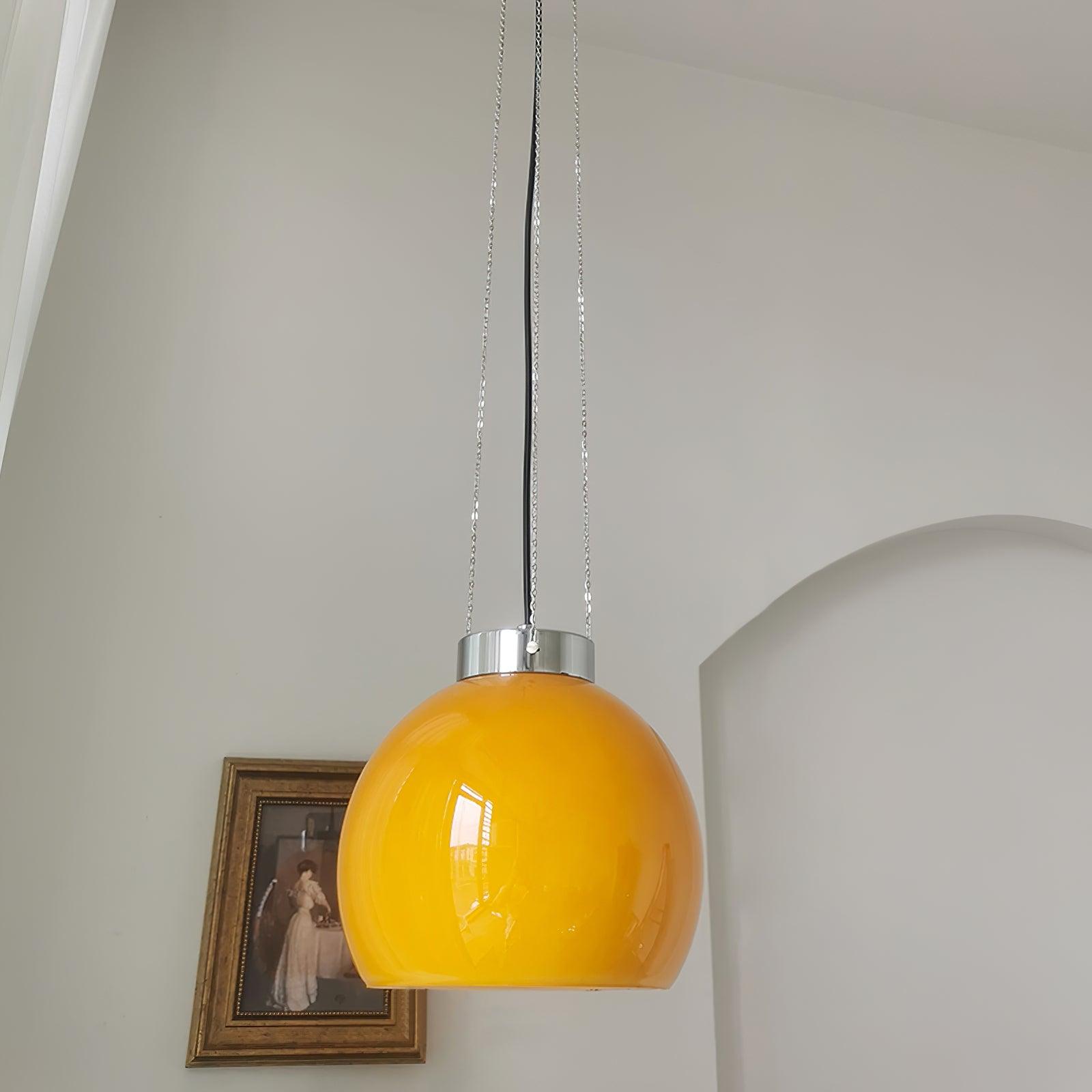 Hailie Yellow Ball Pendant Light, Metal & Glass, 9.8"