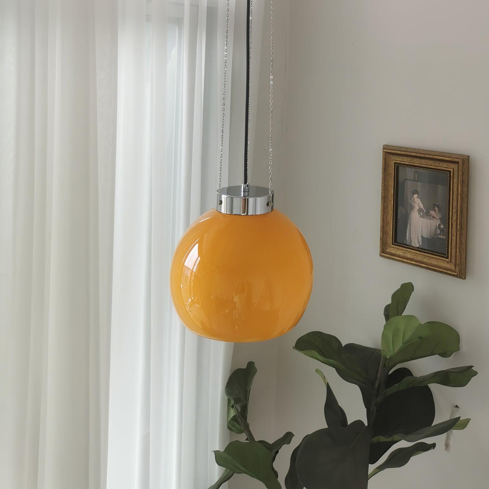 Hailie Yellow Ball Pendant Light, Metal & Glass, 9.8"