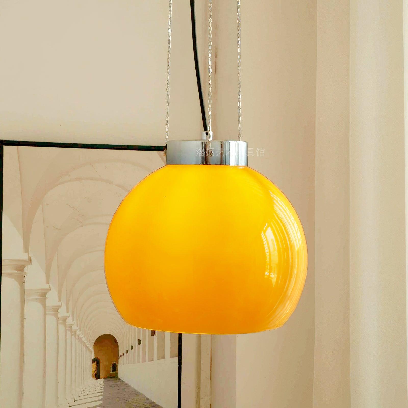 Hailie Yellow Ball Pendant Light, Metal & Glass, 9.8"