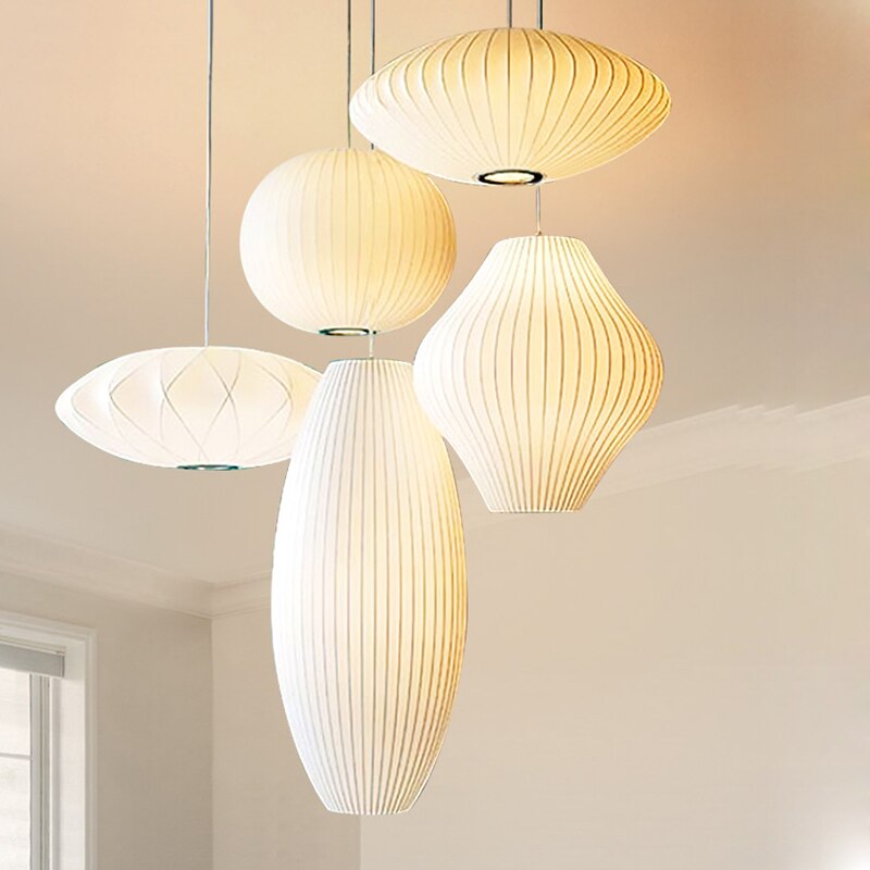 Renée Vintage  Artificial White Silk Shade Single Pendant Light