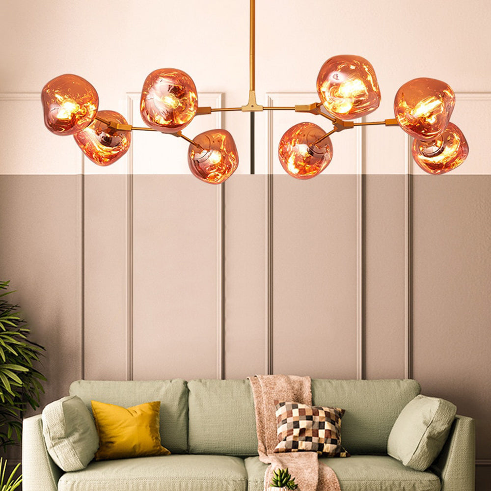 Mirza Modern Globe Lava 3 Pendant Light Fixture 3/6/8 Head