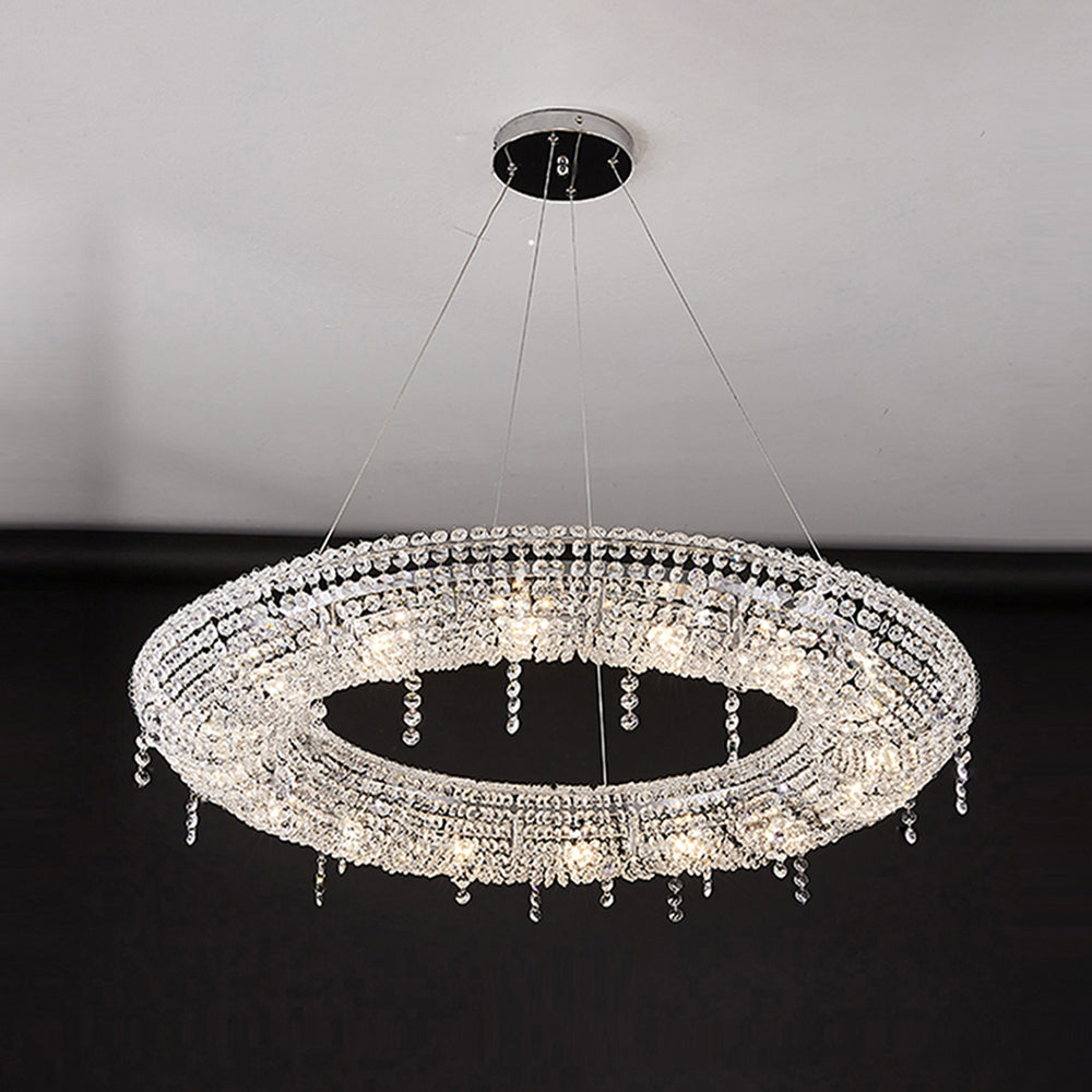 Kristy Luxury Round Crystal Pendant Light for Living Room/Dining Room