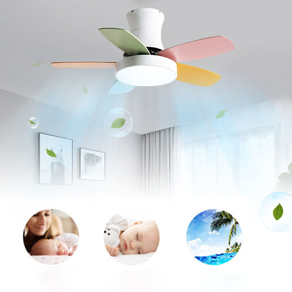 Morandi 5-Blade Colorful DC Ceiling Fan with Light, Low Profile, 42''