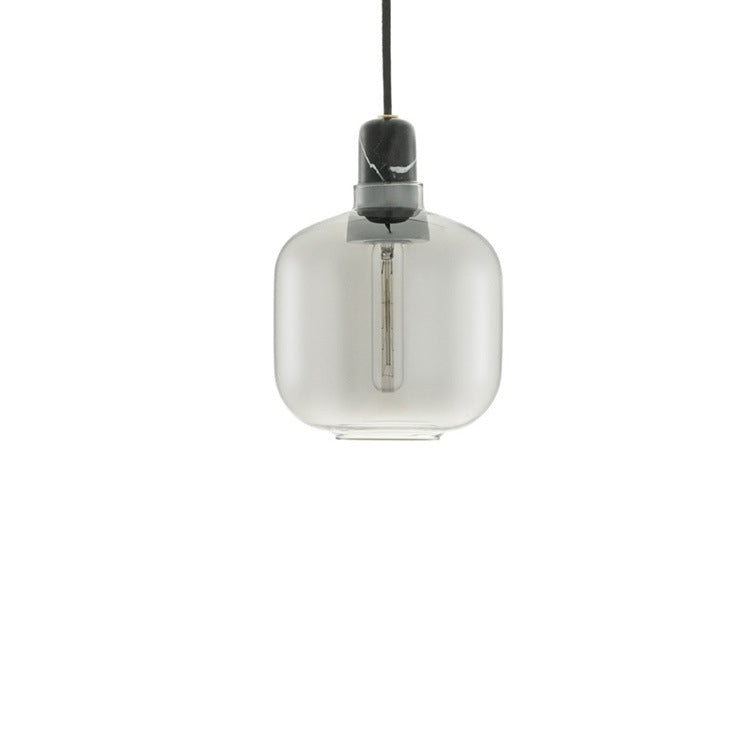 Hailie Designer Cylinder Pendant Light, Marble & Glass, 4.3"/6.7"