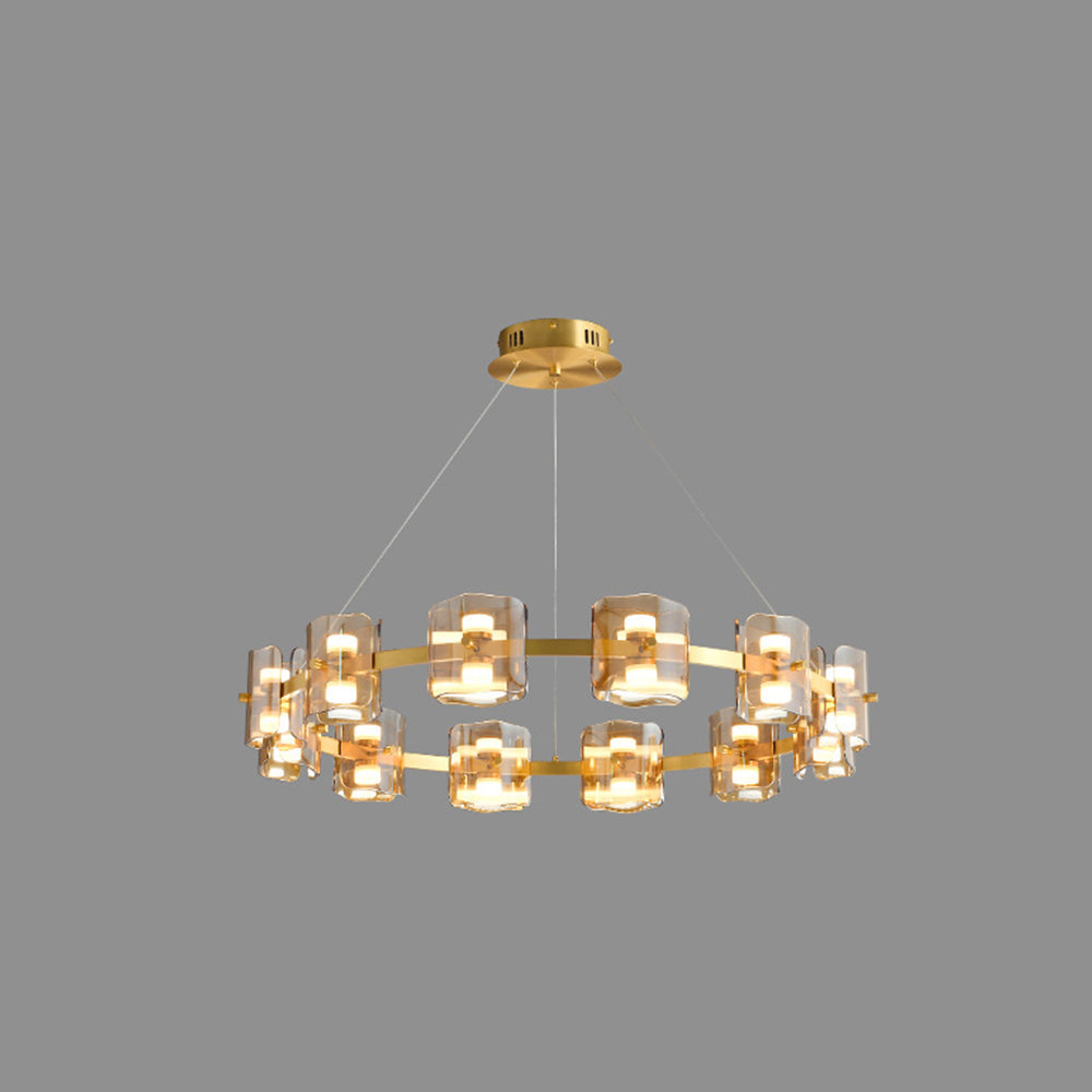 Evette Minimalist Round Metal Pendant Light,Black/Gold