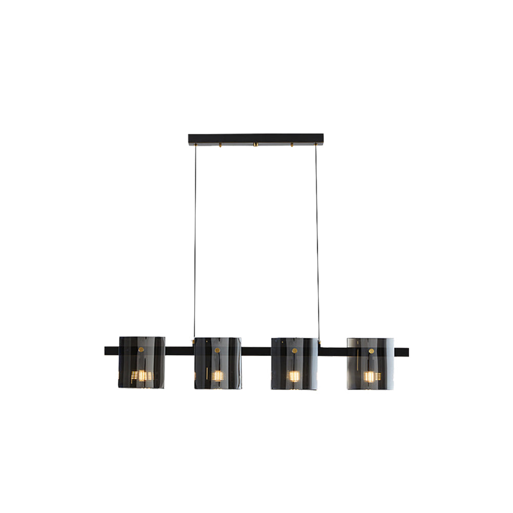 Evette Minimalist Linear Metal Pendant Light, Black/Gold