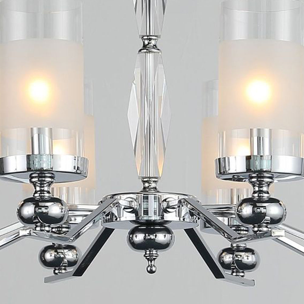 Alessio Retro Silver Metal/Glass Chandelier/Wall Lamp, Living Room