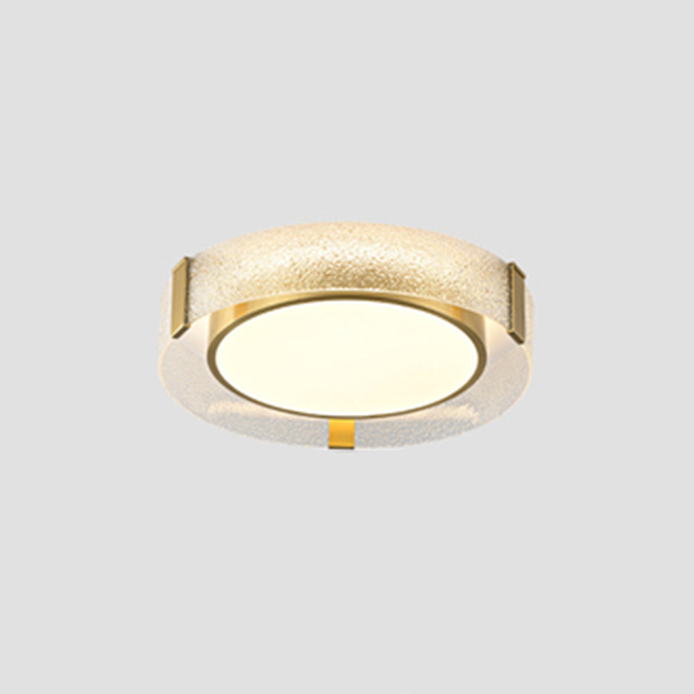 Quinn Modern Round Metal/Glass Flush Mount Ceiling Light, Gold