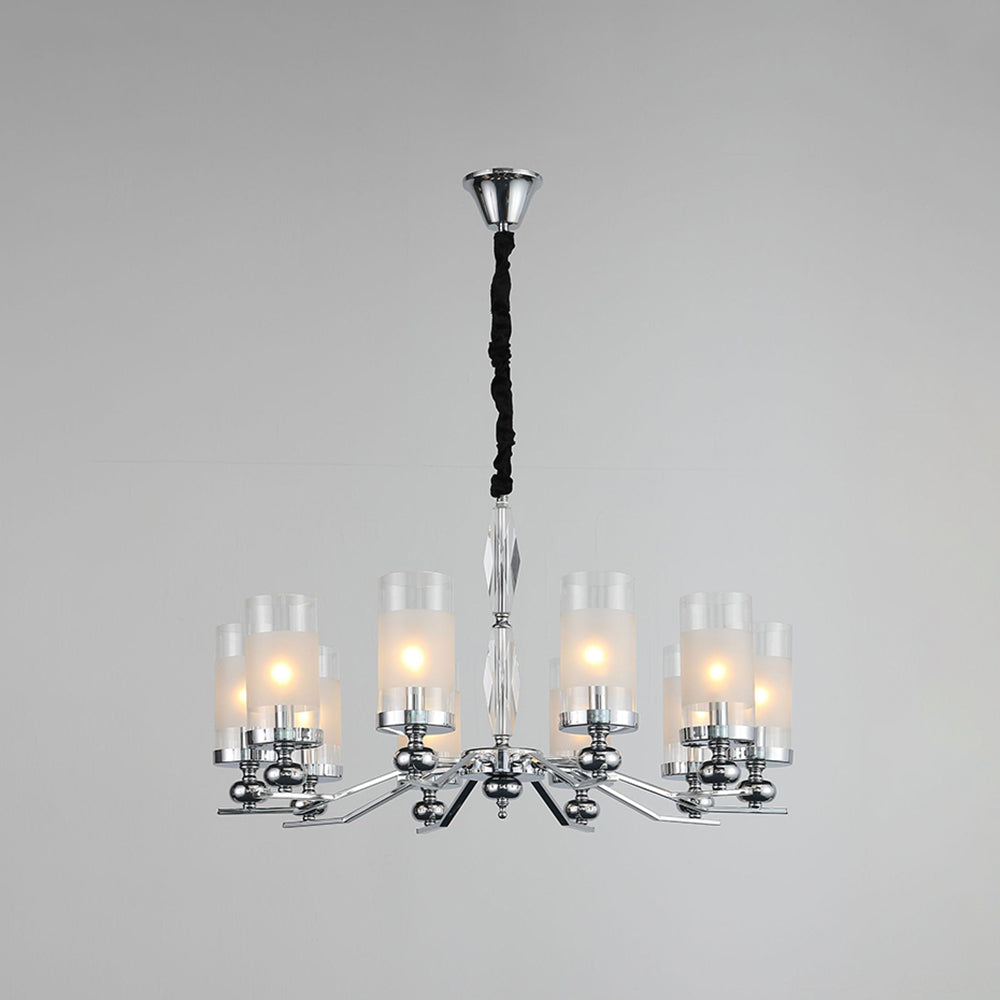 Alessio Retro Silver Metal/Glass Chandelier/Wall Lamp, Living Room