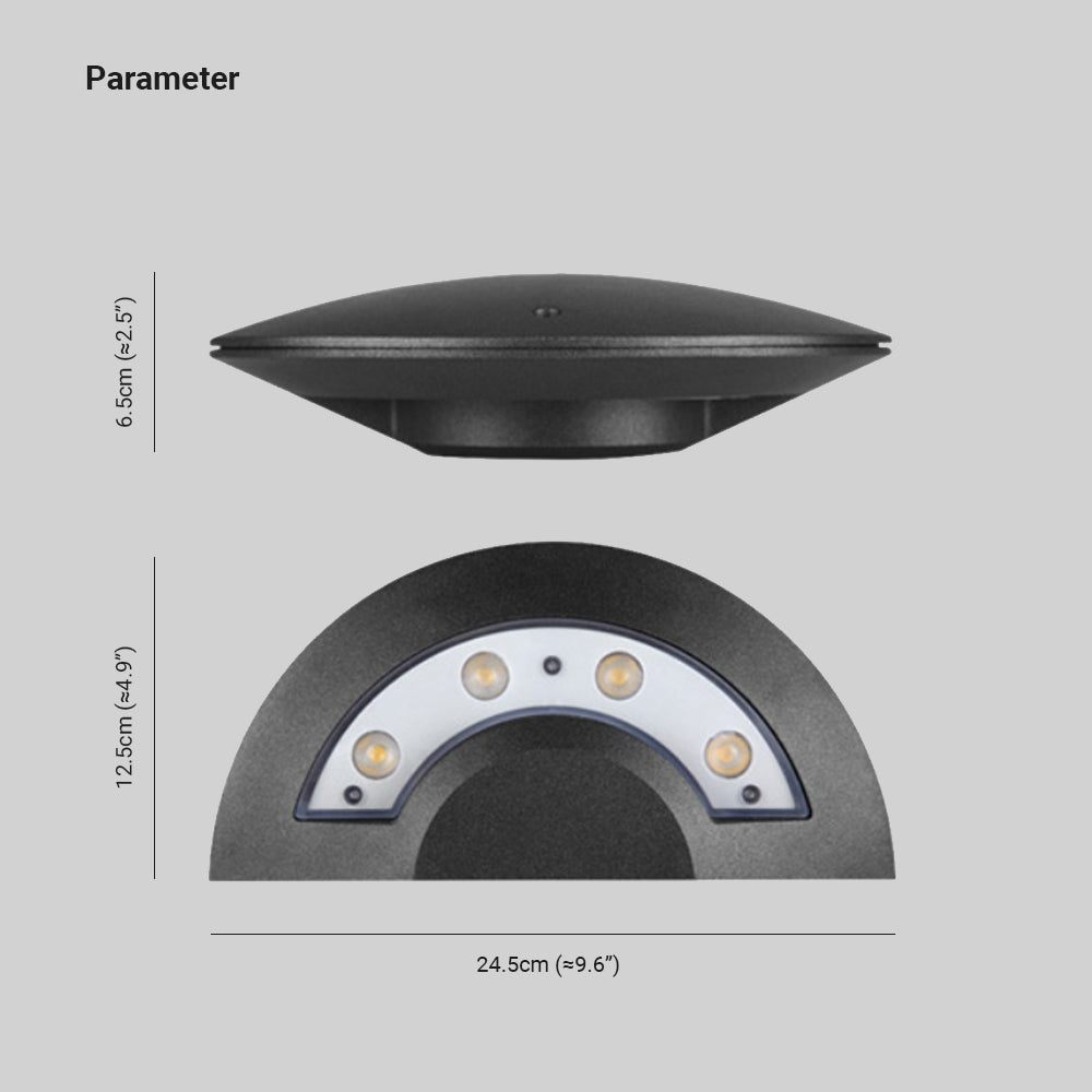 Orr Wall Lamp Flying Saucer, Metal LED, Black, Outdoor