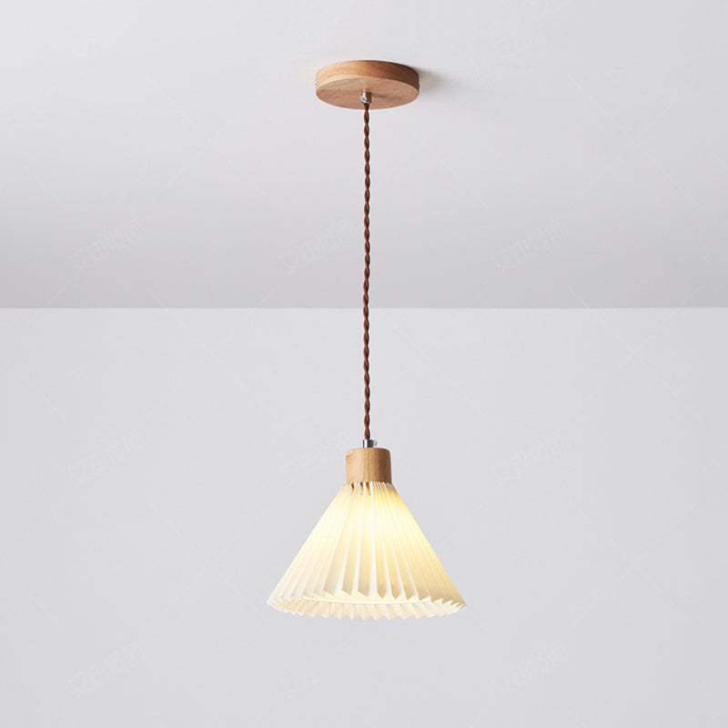 Ozawa Pendant Light Umbrella Shape Art, Wood, White, Bedroom