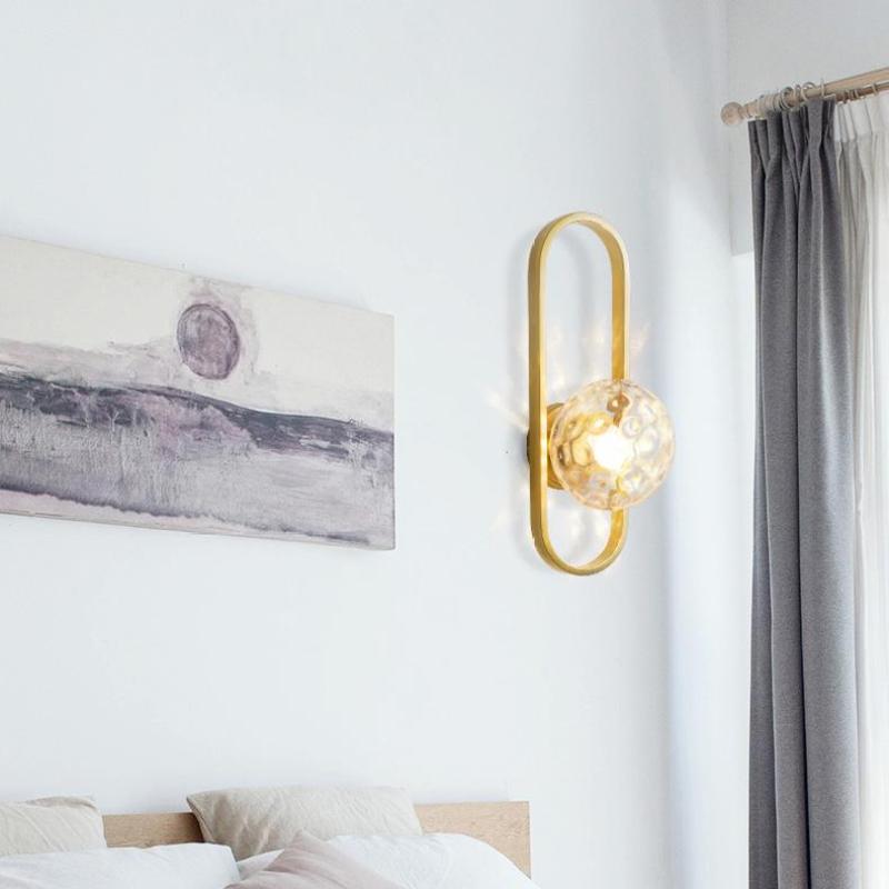 Valentina Modern Globe Bedside Wall Lamp Mount for Bedroom & Reading Room, Gold/Black