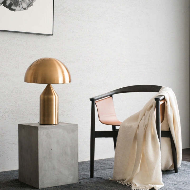 Salgado Table Lamp Mushroom Modern, Metal, Black/White/Gold, Dining room